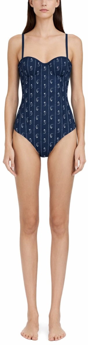Tory Burch ONE PIECE SWIMSUIT WITH "PAISLEY" PRINT Blauw
