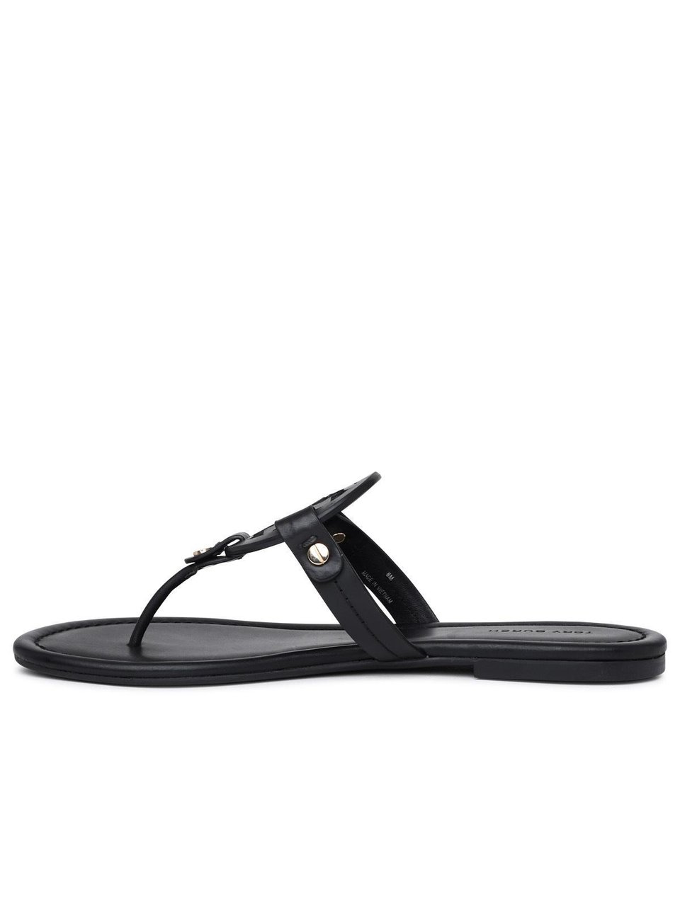 Tory Burch Miller' Black Leather Flip-Flops Zwart