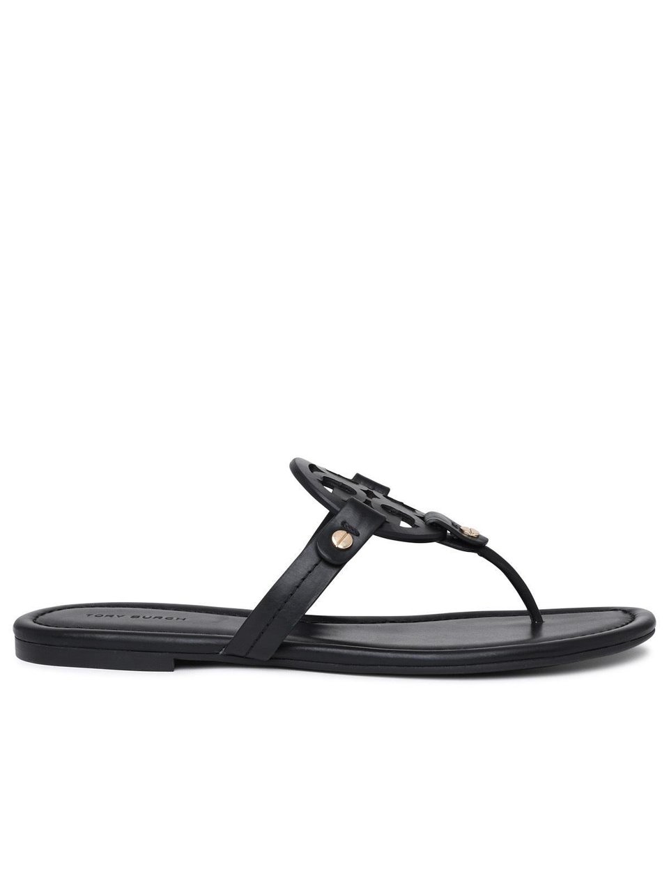 Tory Burch Miller' Black Leather Flip-Flops Zwart