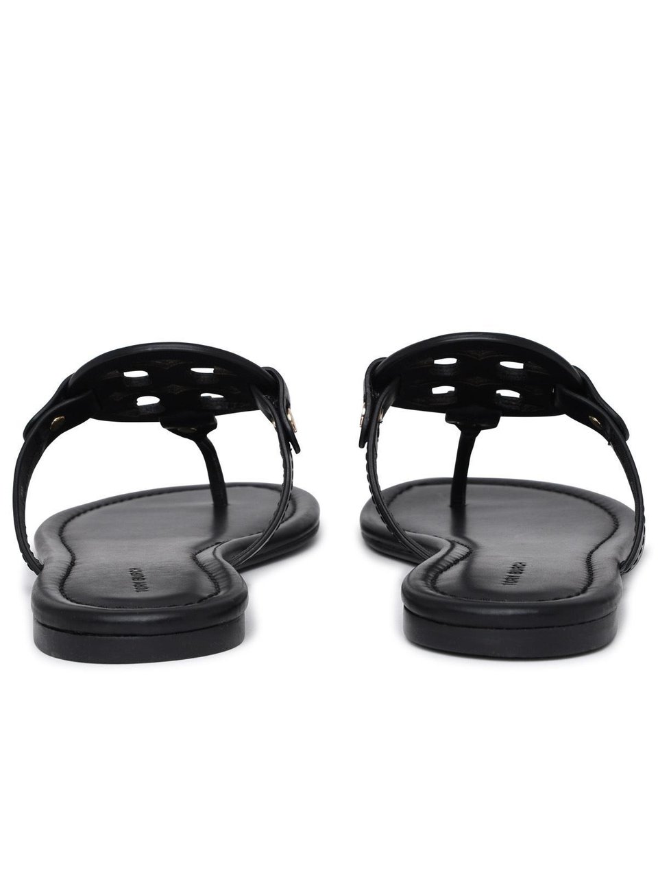 Tory Burch Miller' Black Leather Flip-Flops Zwart