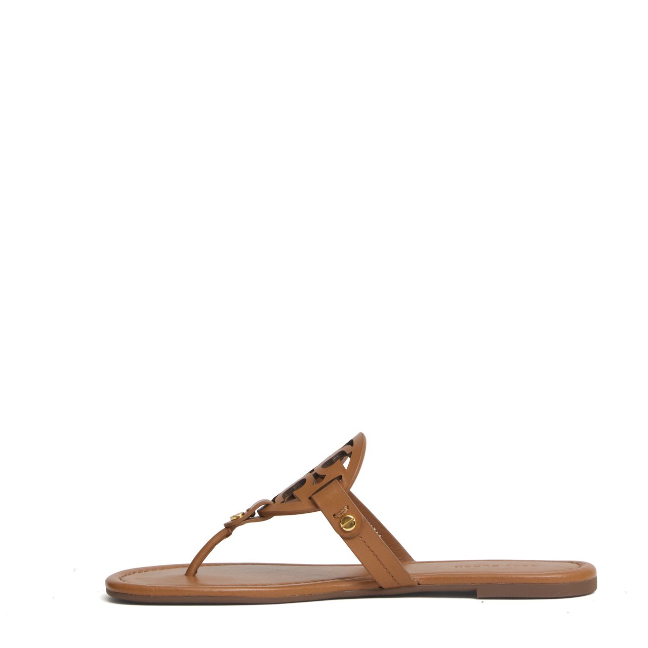 Tory Burch Miller Nappa Leather Flat Sandals Bruin