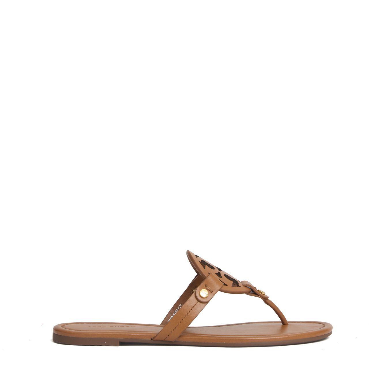 Tory Burch Miller Nappa Leather Flat Sandals Bruin