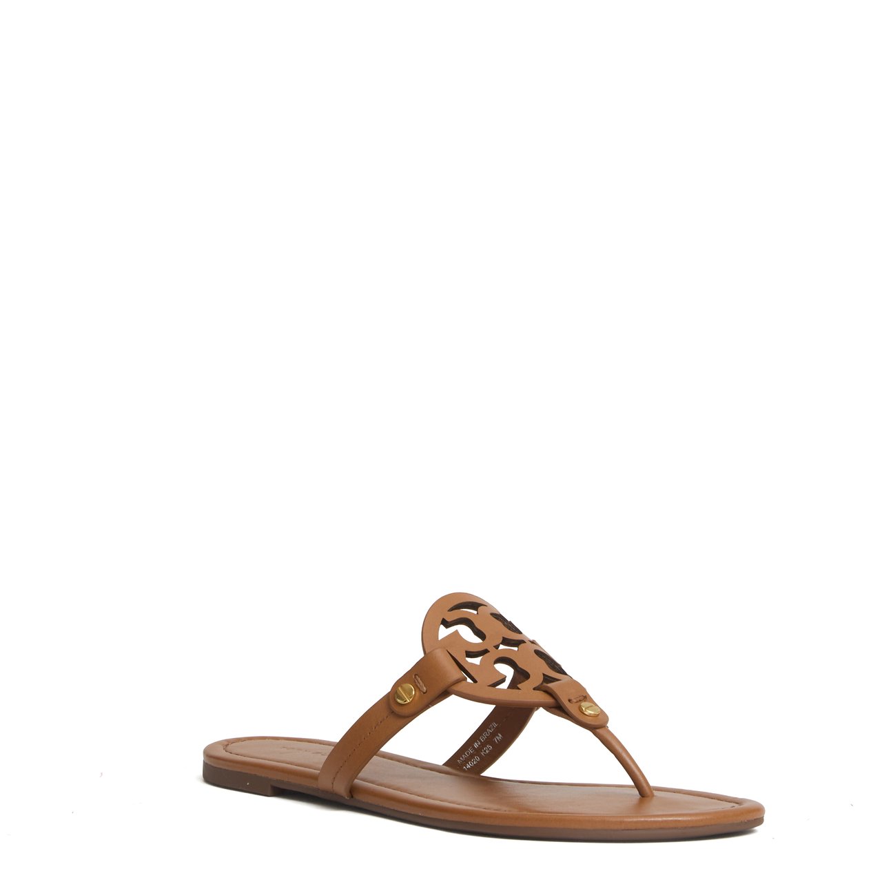 Tory Burch Miller Nappa Leather Flat Sandals Bruin