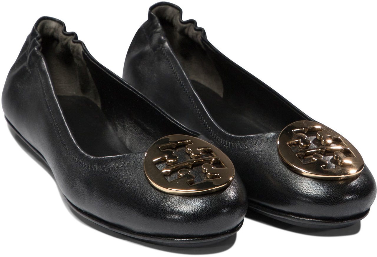 Tory Burch MINNIE TRAVEL BALLET WITH METAL LOGO Zwart