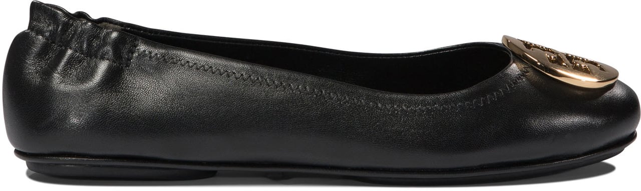 Tory Burch MINNIE TRAVEL BALLET WITH METAL LOGO Zwart