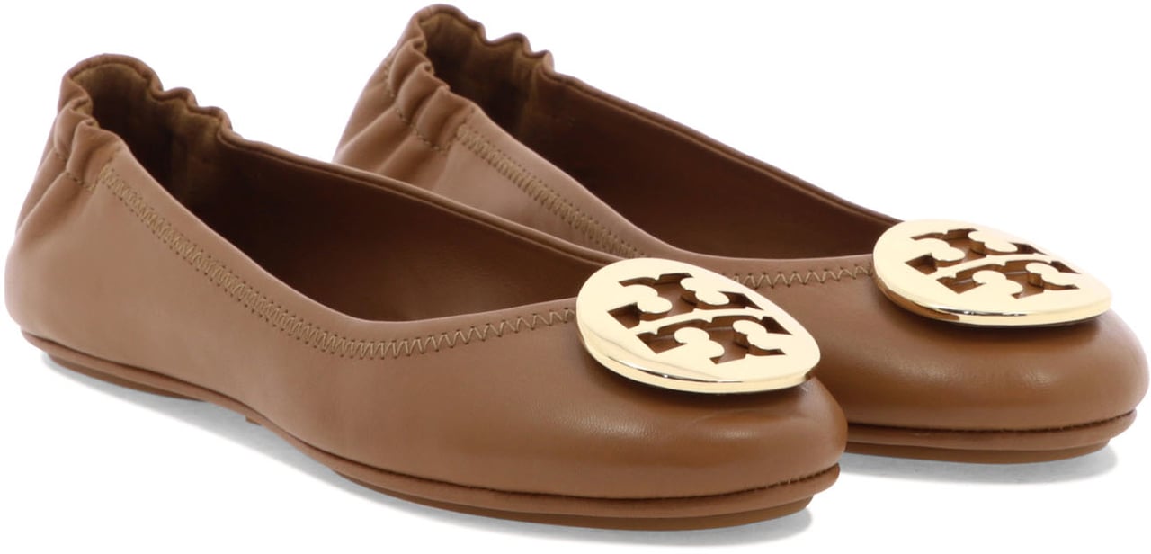 Tory Burch MINNIE TRAVEL BALLET WITH METAL LOGO Bruin