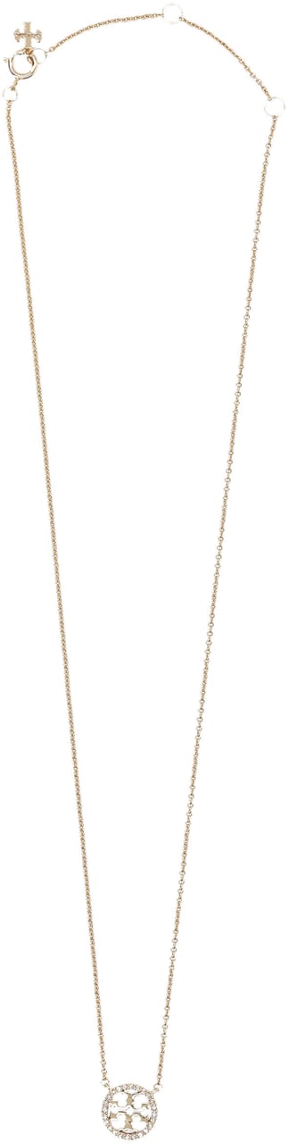 Tory Burch Miller Pave Pendant Necklace Tory Gold Crystal Goud