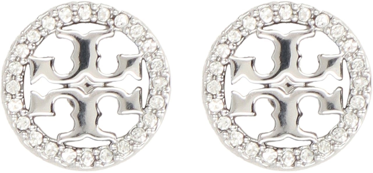 Tory Burch Miller logoed earrings Zilver