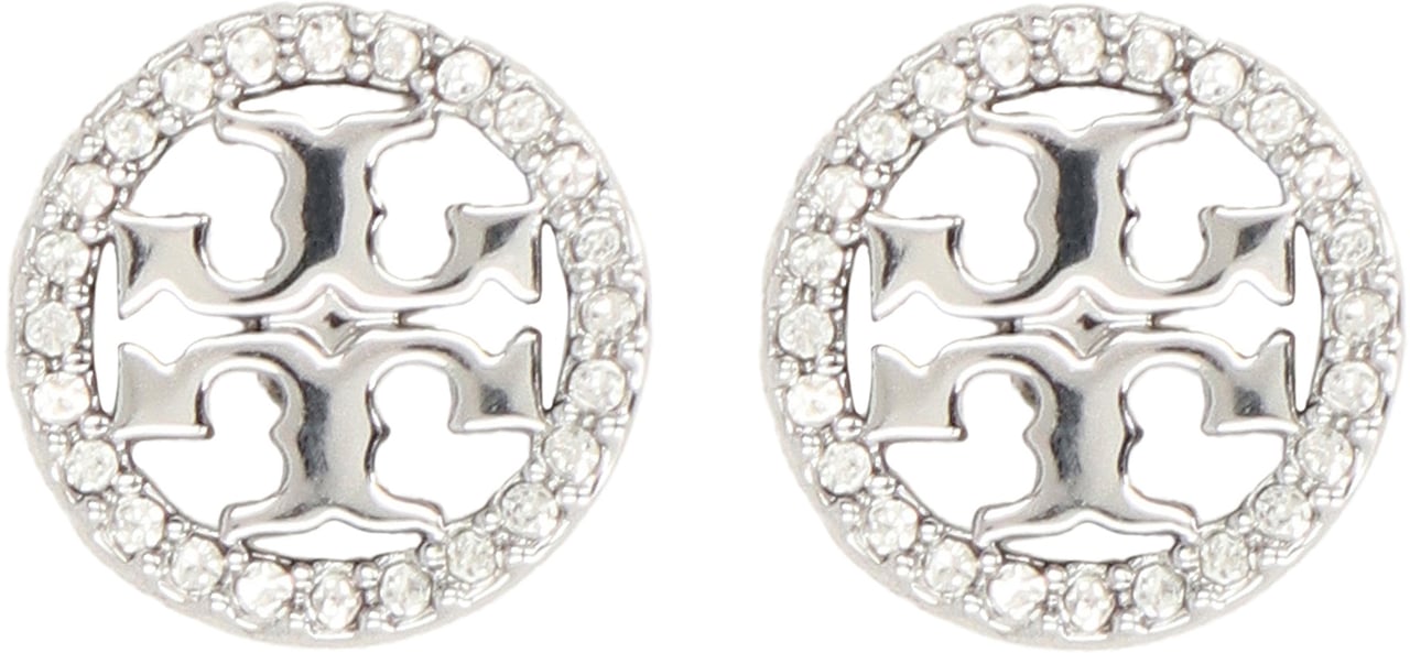 Tory Burch Miller logoed earrings Zilver