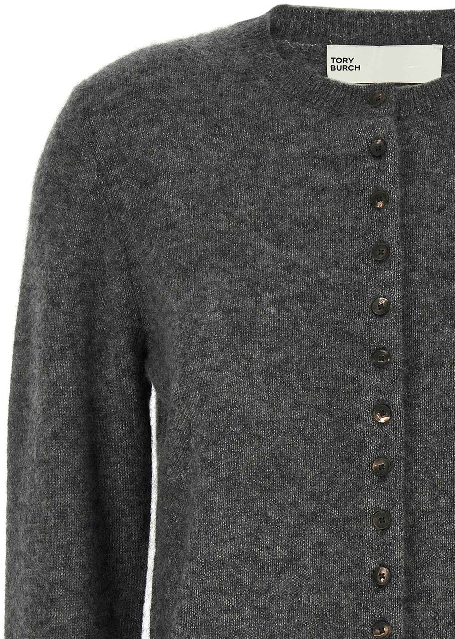 Tory Burch Gray Cashmere Cardigan Grijs
