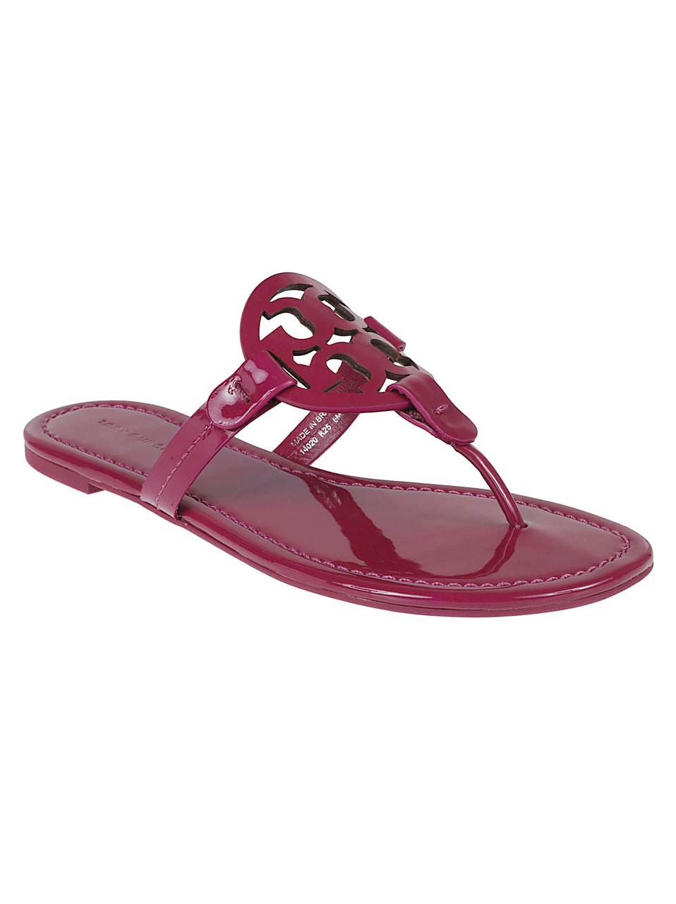 Tory Burch Glossy Pink Leather Sandals Maroon