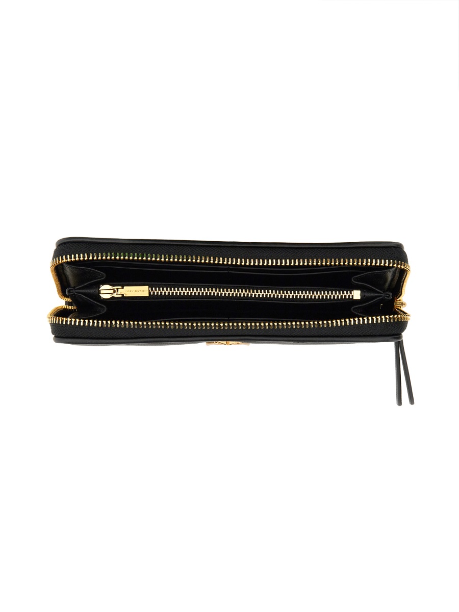 Tory Burch Neutrals Kira Quilted Chevron Leather Wallet Zwart