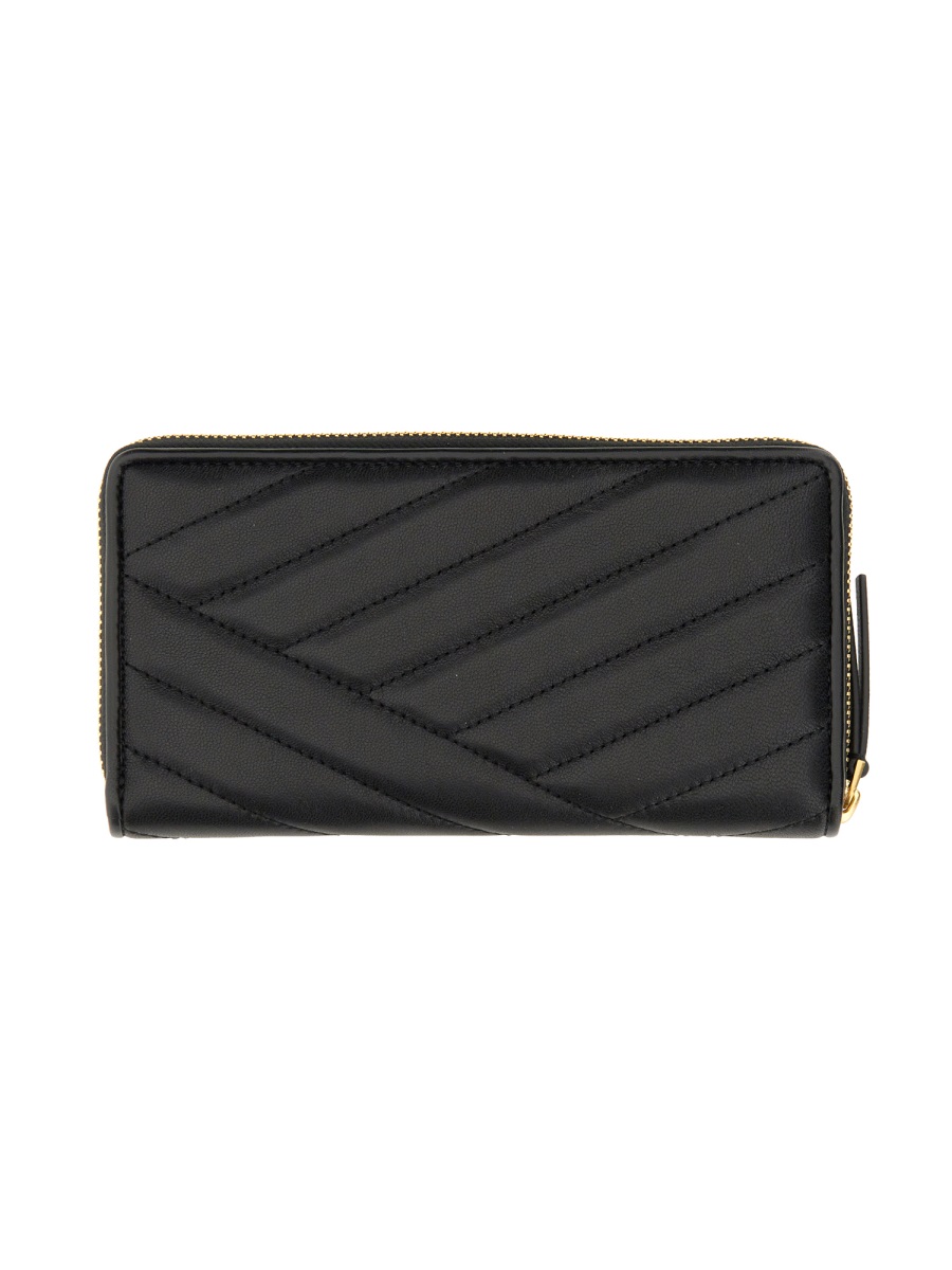 Tory Burch Neutrals Kira Quilted Chevron Leather Wallet Zwart