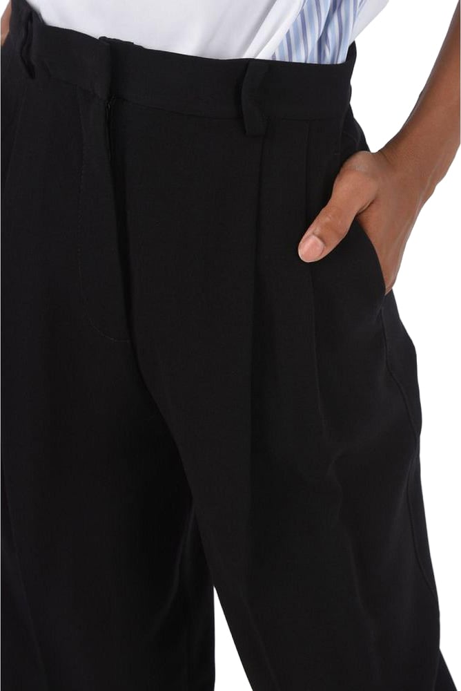 Tory Burch Black Acetate Casual Pants Zwart