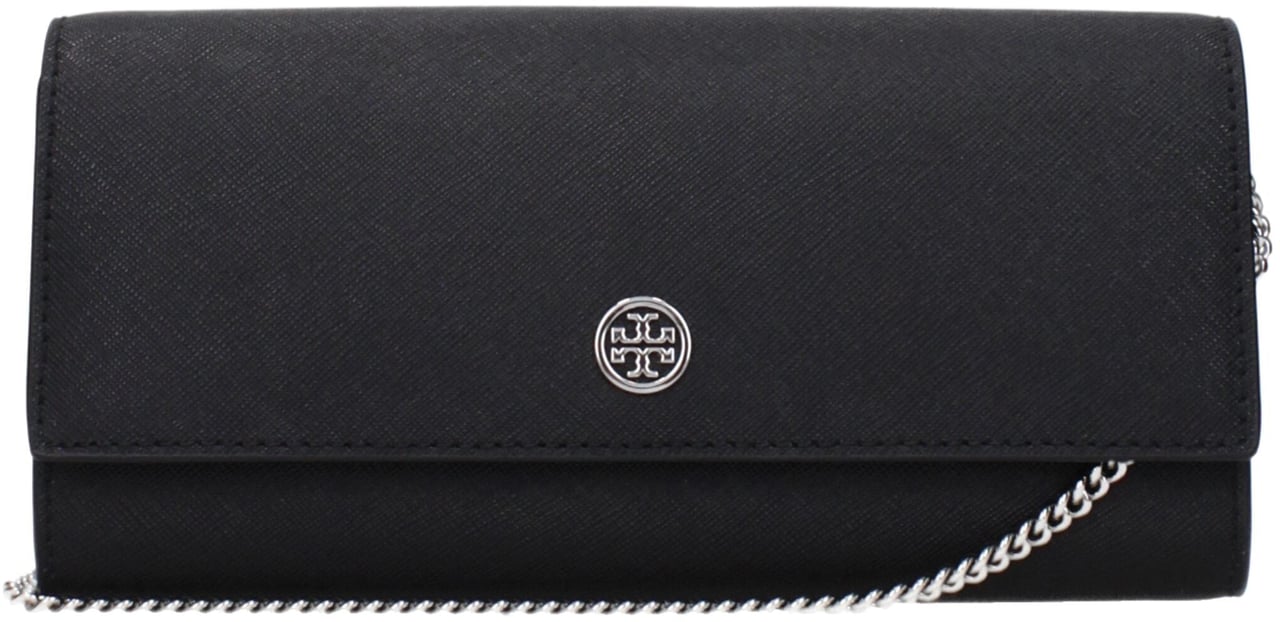 Tory Burch Tory Burch Black Leather Clutch Bag Zwart