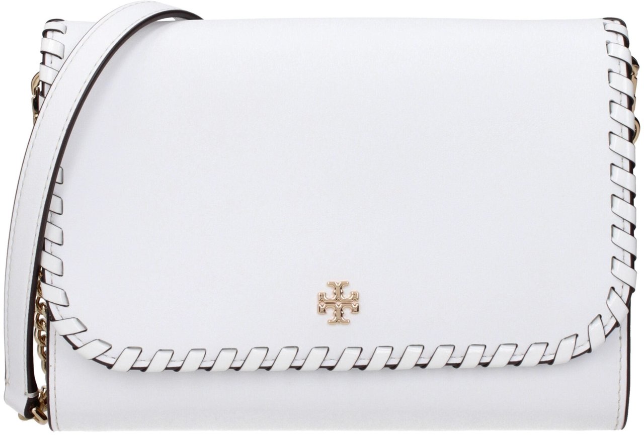 Tory Burch Tory Burch White Leather Clutch Bag Zwart