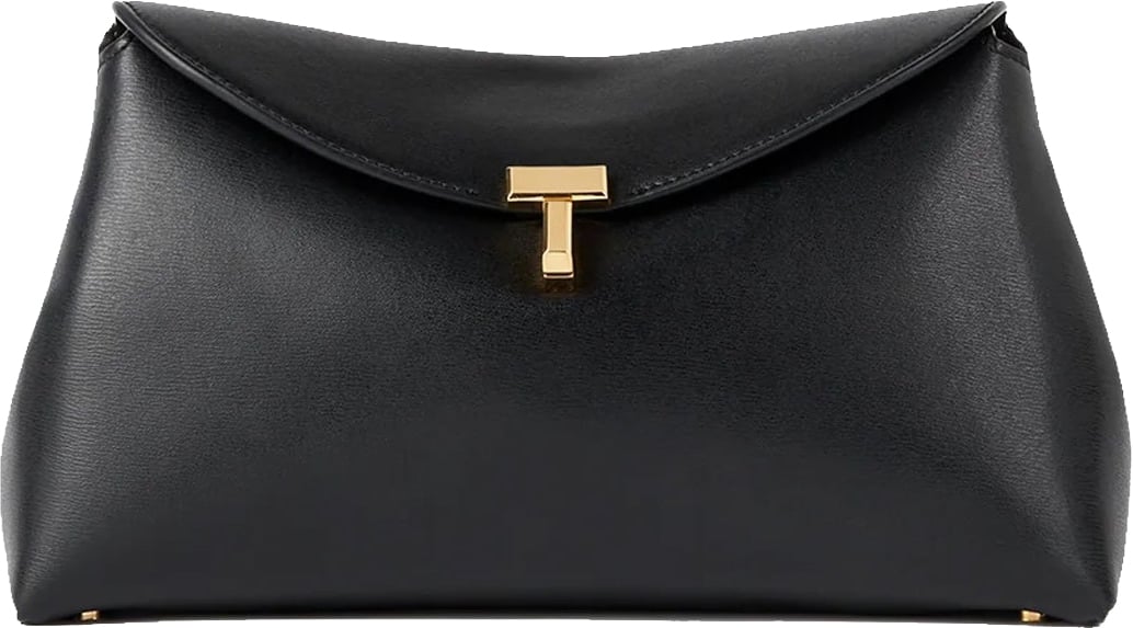 Toteme T-Lock leather clutch Bag Zwart
