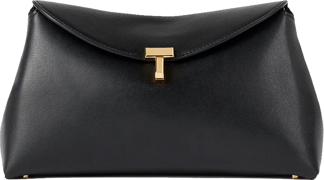Toteme T-Lock leather clutch Bag Zwart