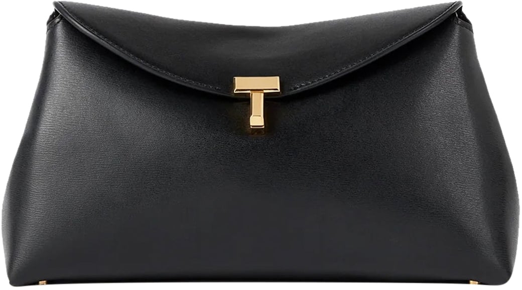 Toteme Toteme T-Lock leather clutch Bag Zwart