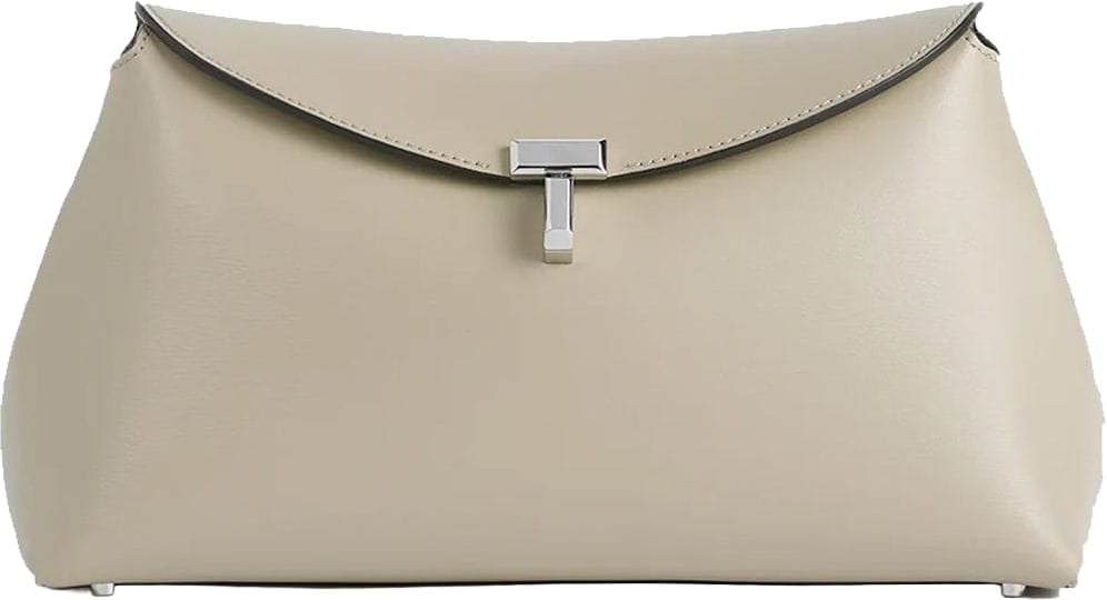 Toteme TOTEME T-lock Leather Clutch Bag Wit