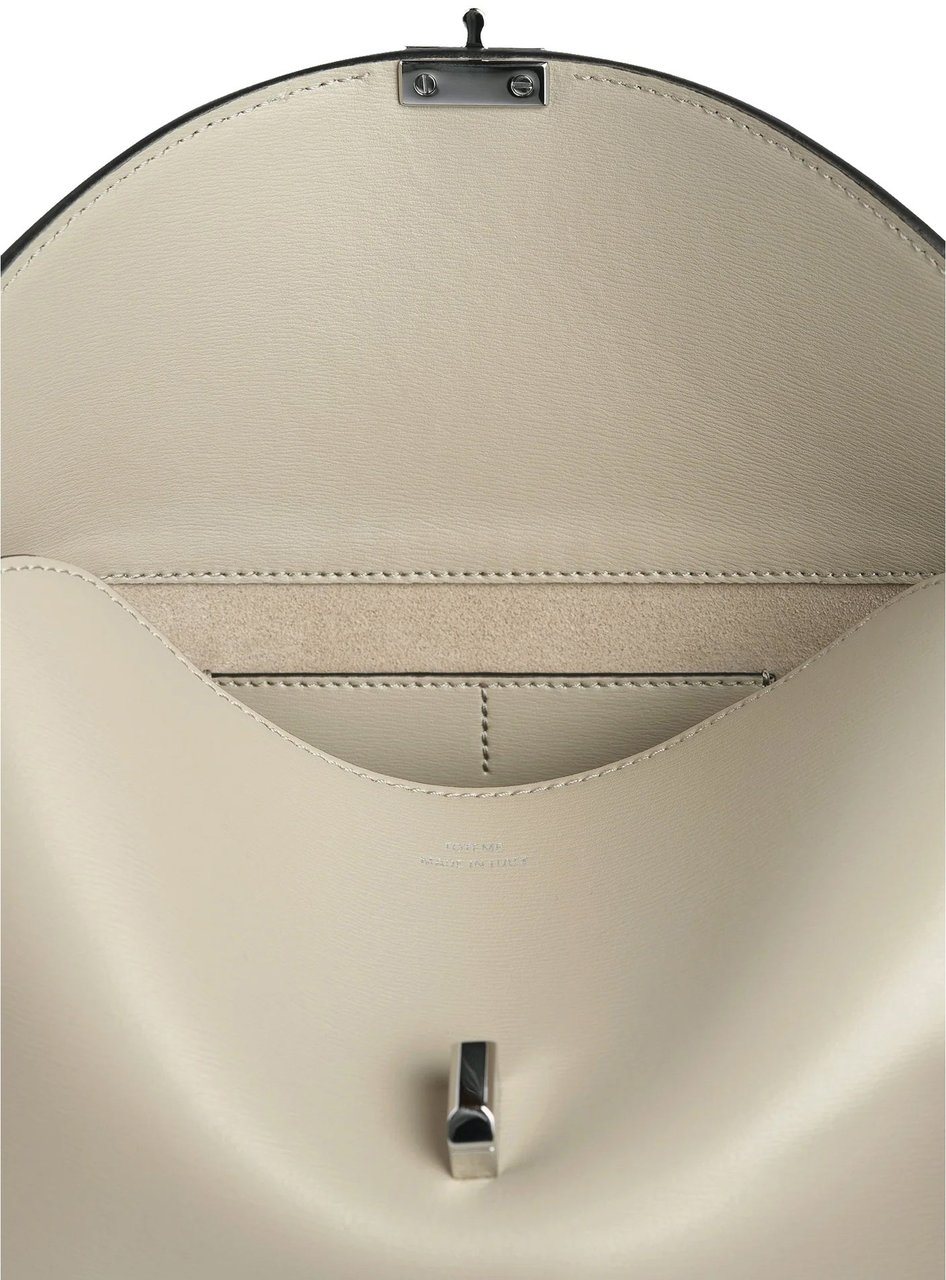 Toteme TOTEME T-lock Leather Clutch Bag Wit