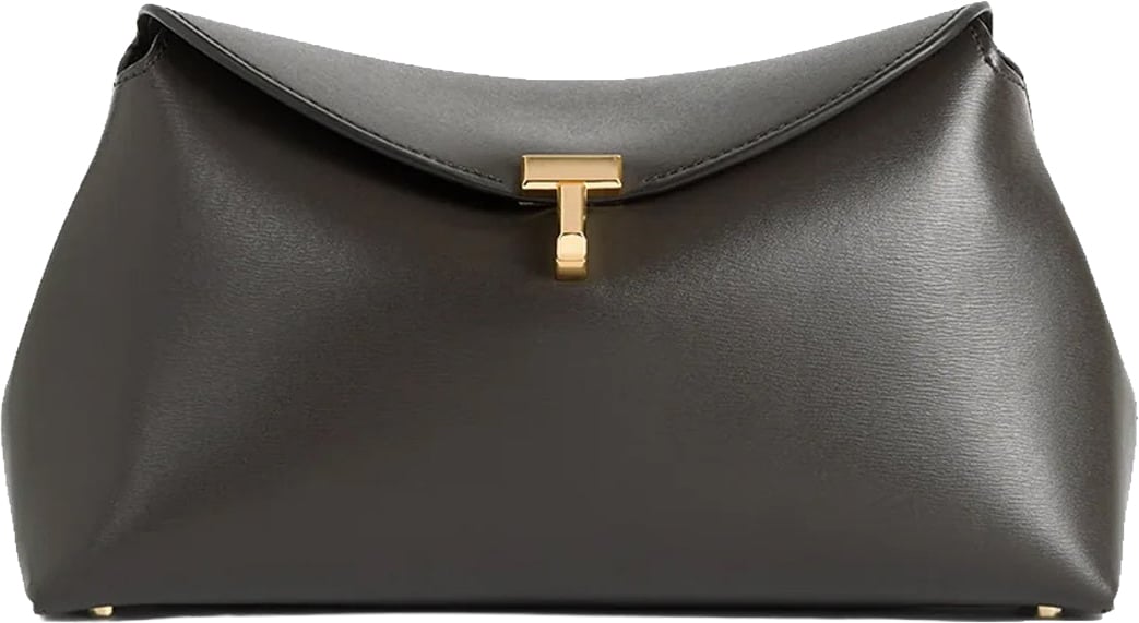 Toteme T-Lock leather clutch Bag Bruin