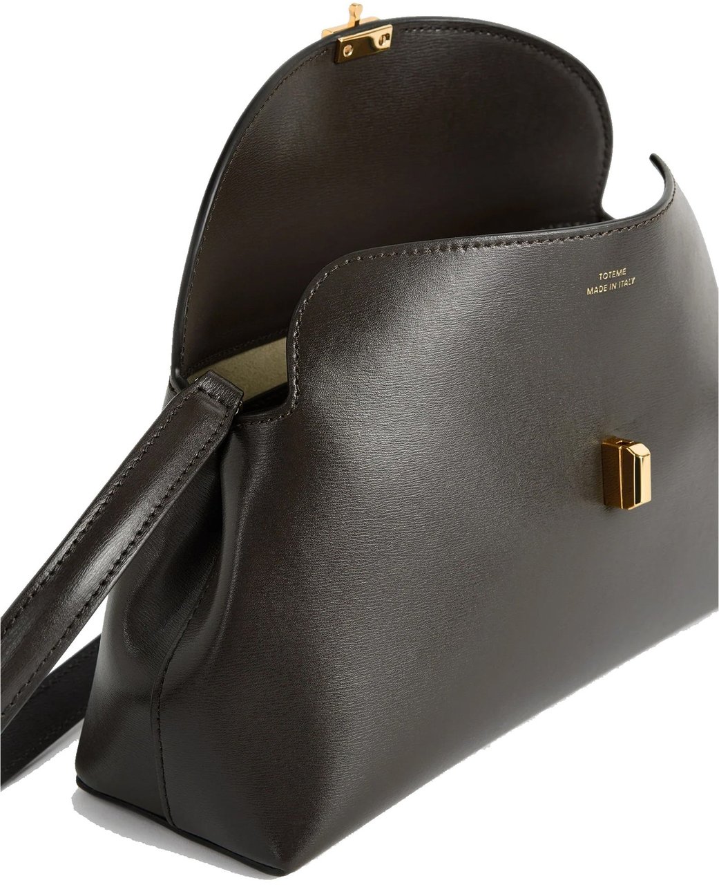 Toteme T-Lock leather clutch Bag Bruin