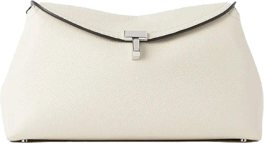 TOTEME T-lock Leather Clutch Bag Wit