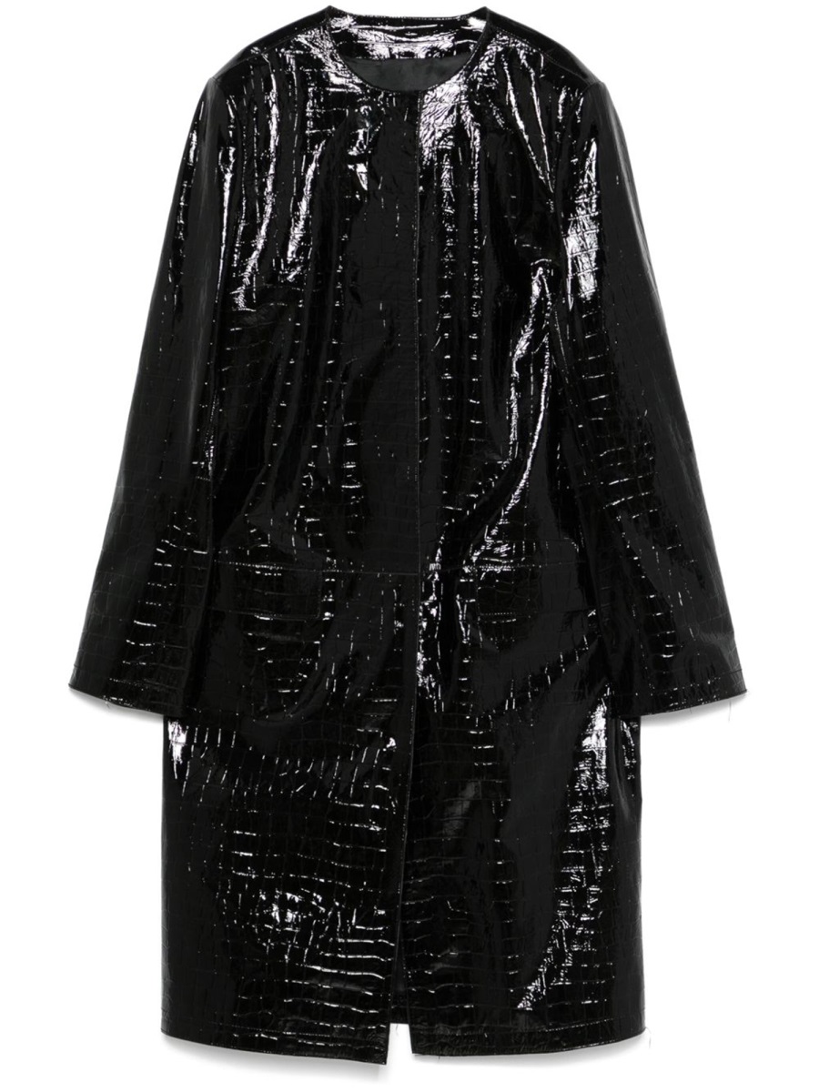 Toteme Lamb Leather Crocodile Texture Jacket Zwart