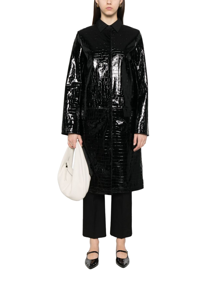 Toteme Lamb Leather Crocodile Texture Jacket Zwart