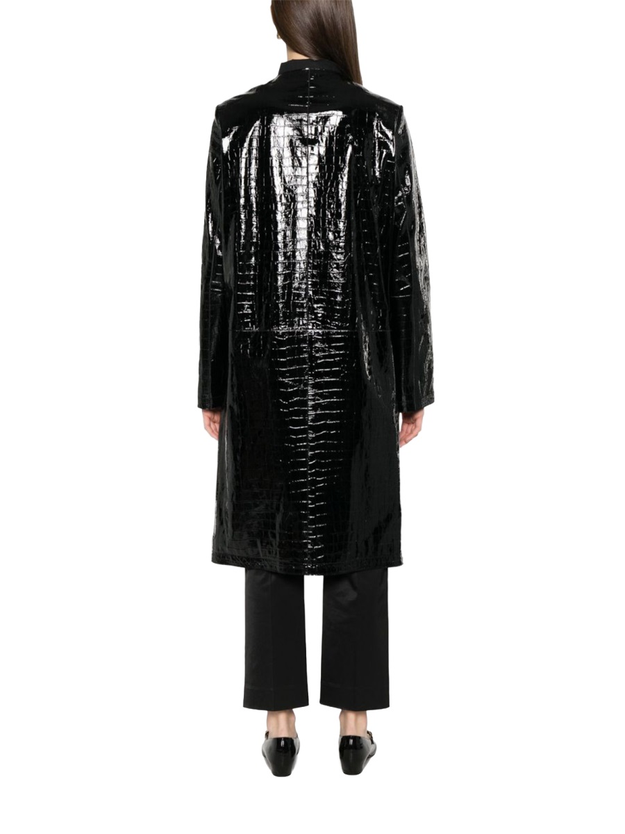 Toteme Lamb Leather Crocodile Texture Jacket Zwart