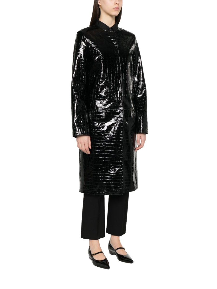 Toteme Lamb Leather Crocodile Texture Jacket Zwart