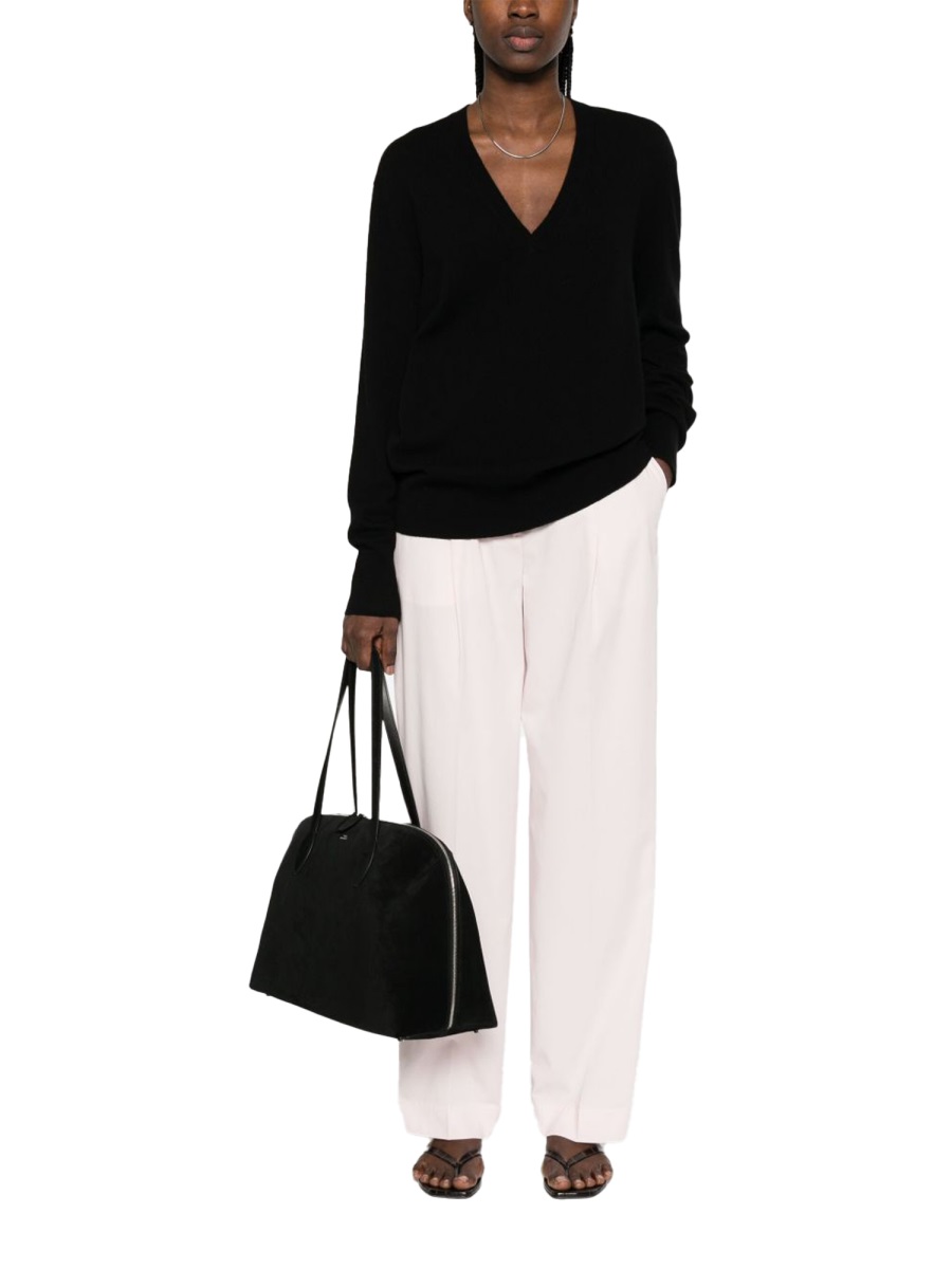 Toteme Cashmere Oversized Deep V-Neck Sweater Zwart