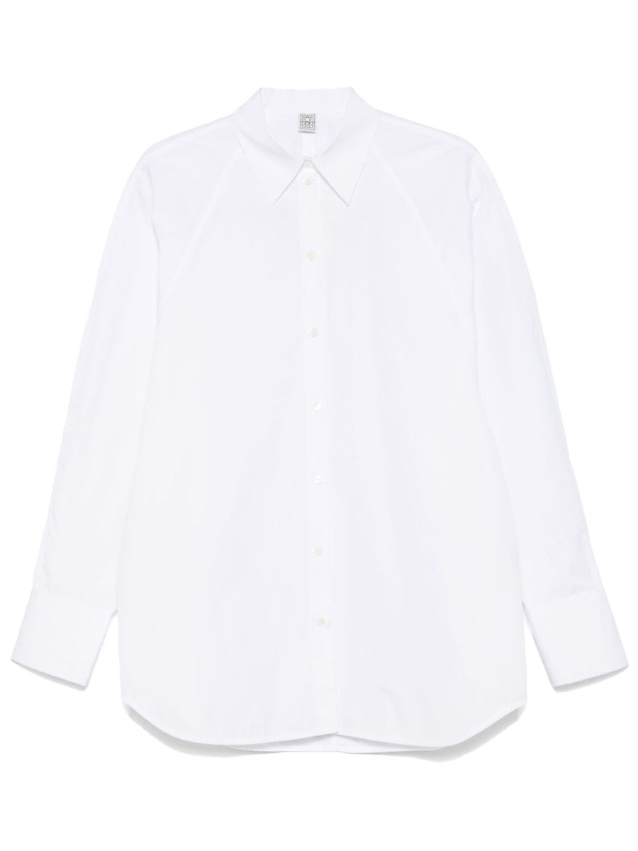 Toteme White Cotton Classic Wide Cuff Shirt Wit