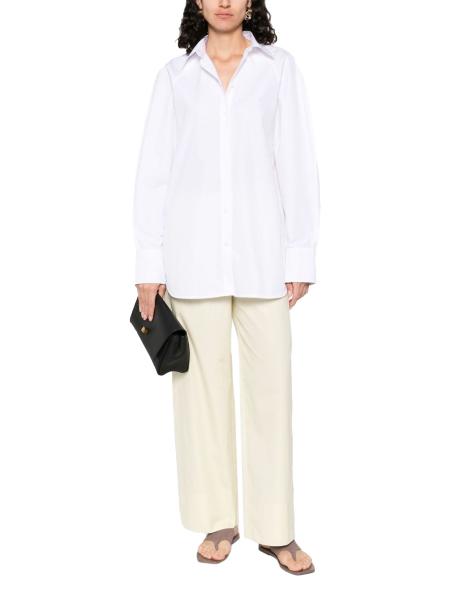 Toteme White Cotton Classic Wide Cuff Shirt Wit