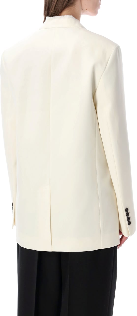 Toteme Raw Lapel Jacket Beige Wit