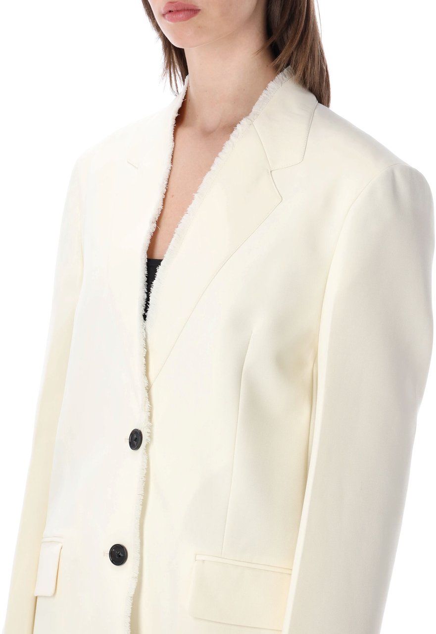 Toteme Raw Lapel Jacket Beige Wit