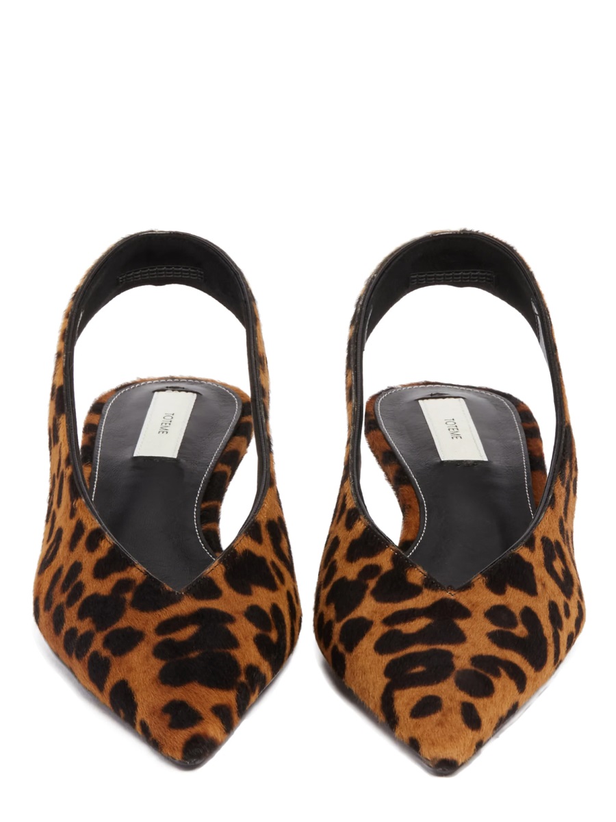 Toteme Leopard Print Wedge Calf Leather Pumps Bruin