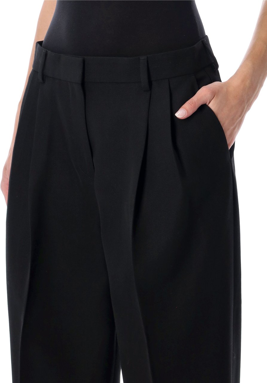Toteme Double Pleat Tailored Trousers Nero Zwart