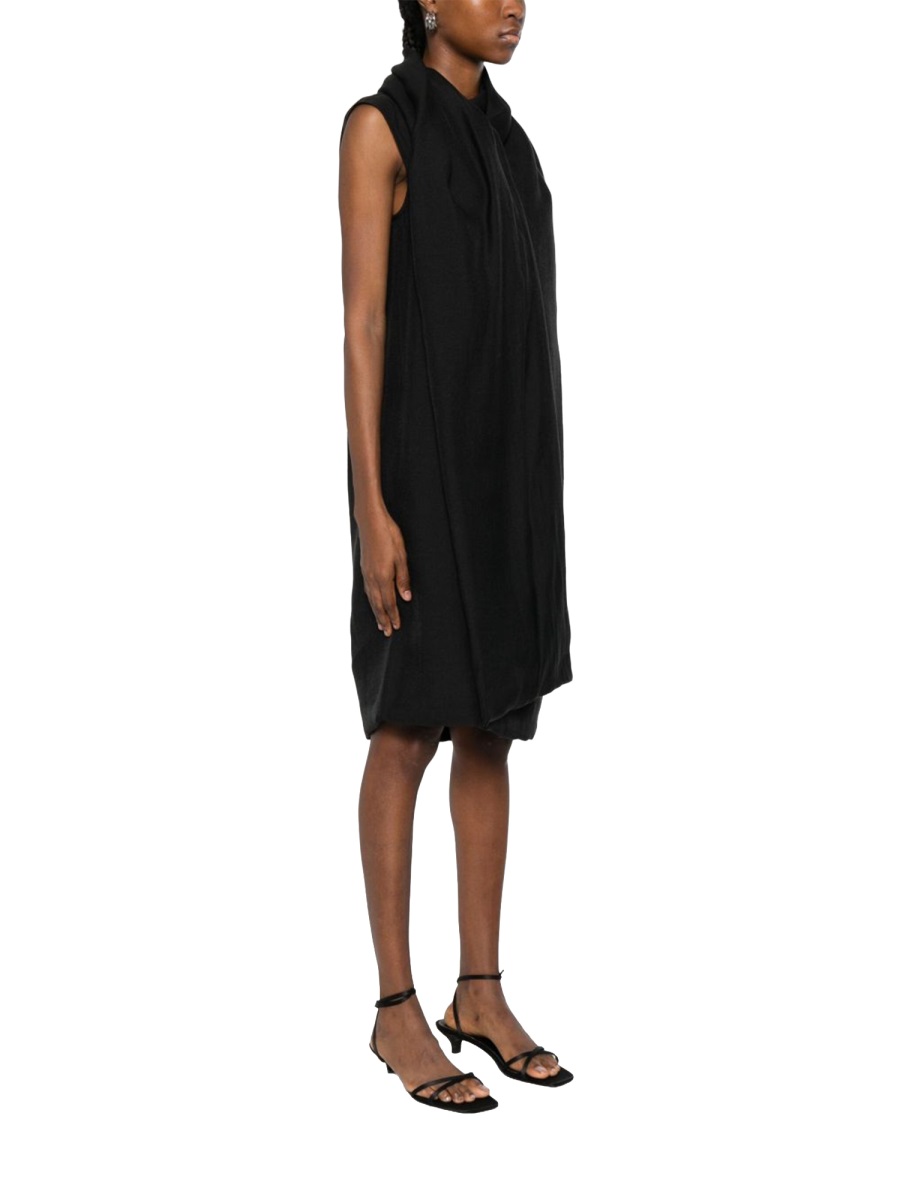 Toteme Black Sleeveless Draped Scarf Midi Dress Zwart