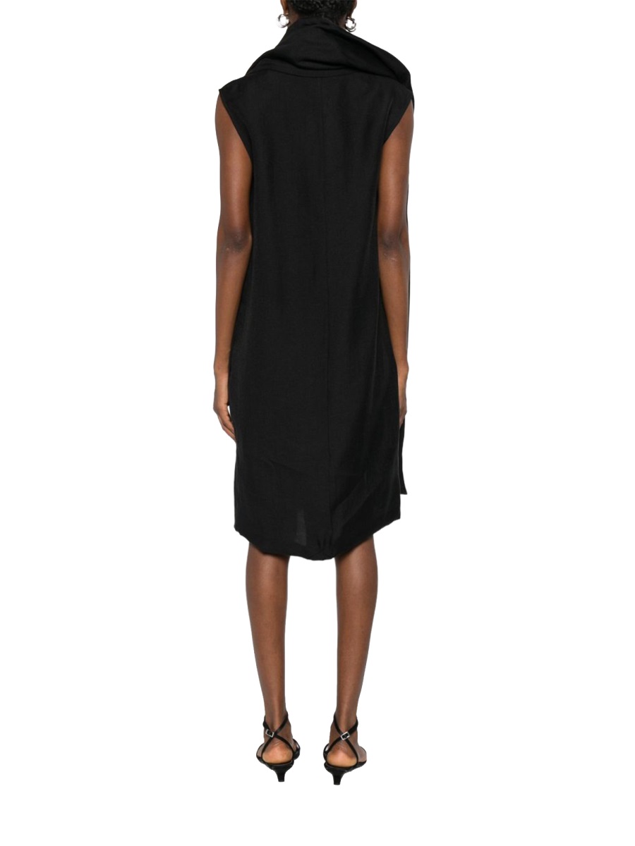Toteme Black Sleeveless Draped Scarf Midi Dress Zwart