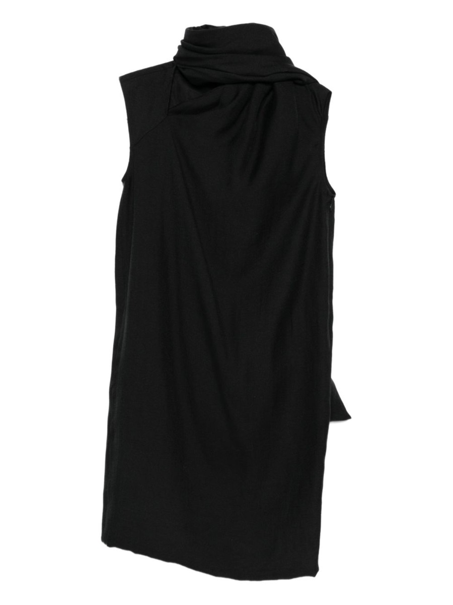 Toteme Black Sleeveless Draped Scarf Midi Dress Zwart
