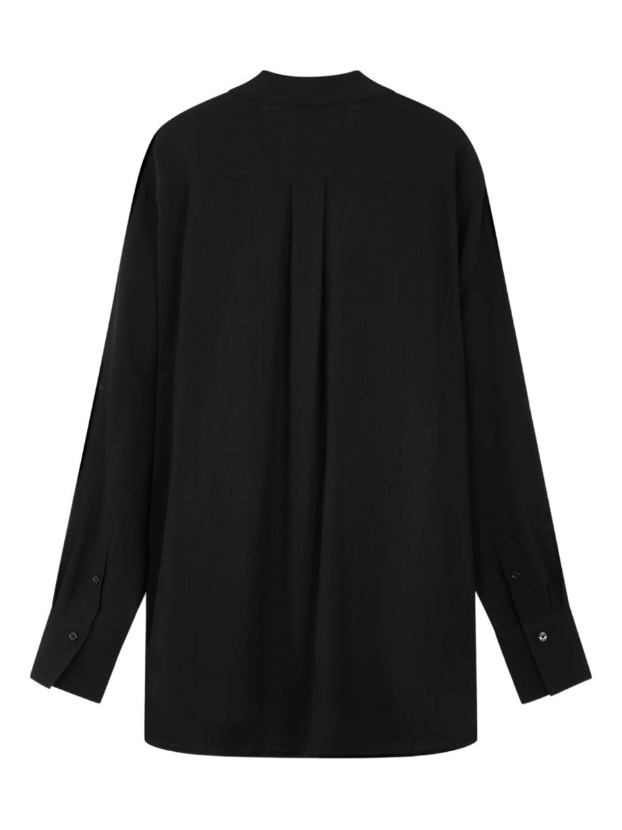 Toteme Black Scarf Viscose-Wool Blouse Zwart