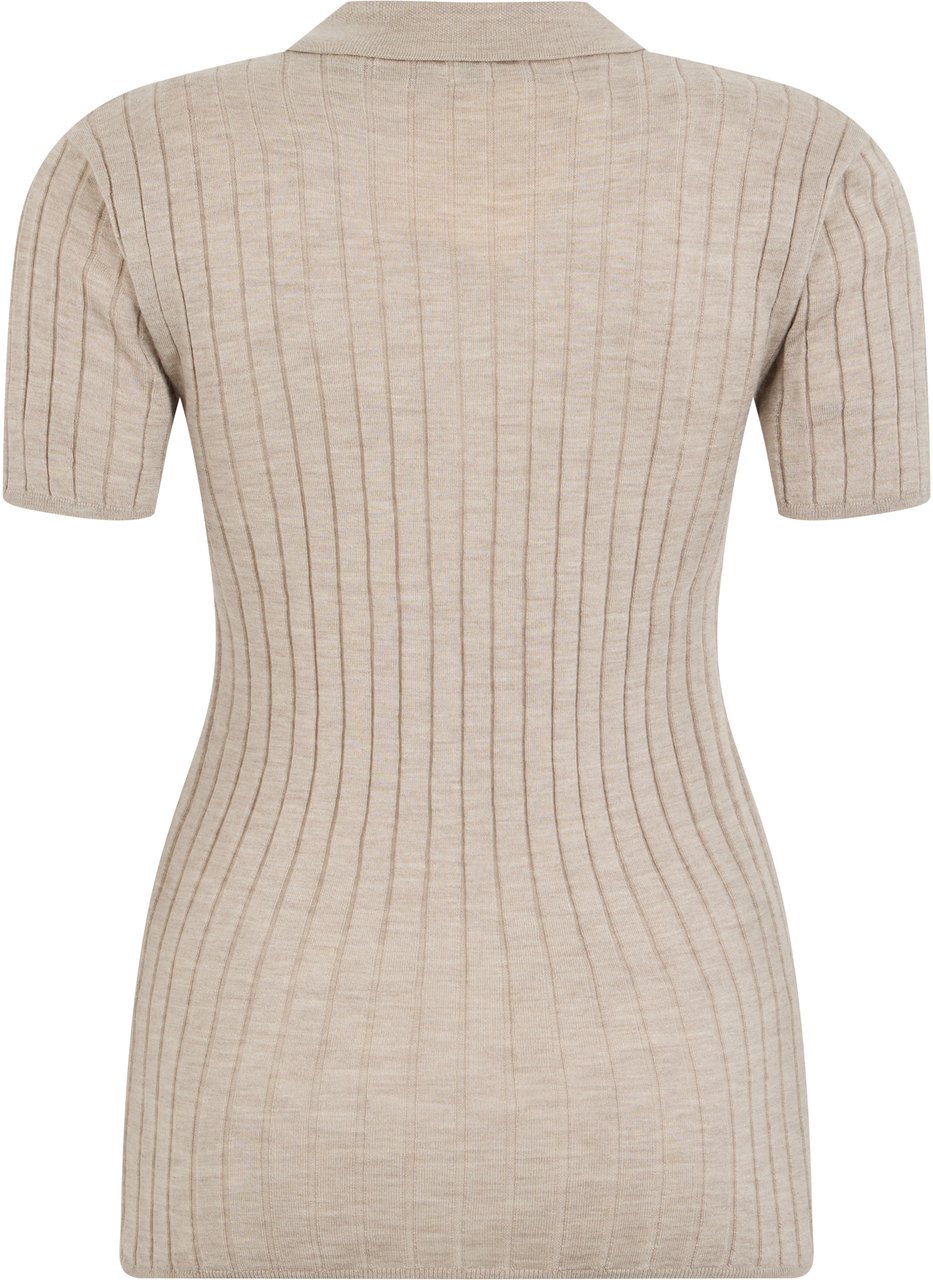 Toteme Silk and cashmere ribbed polo Beige