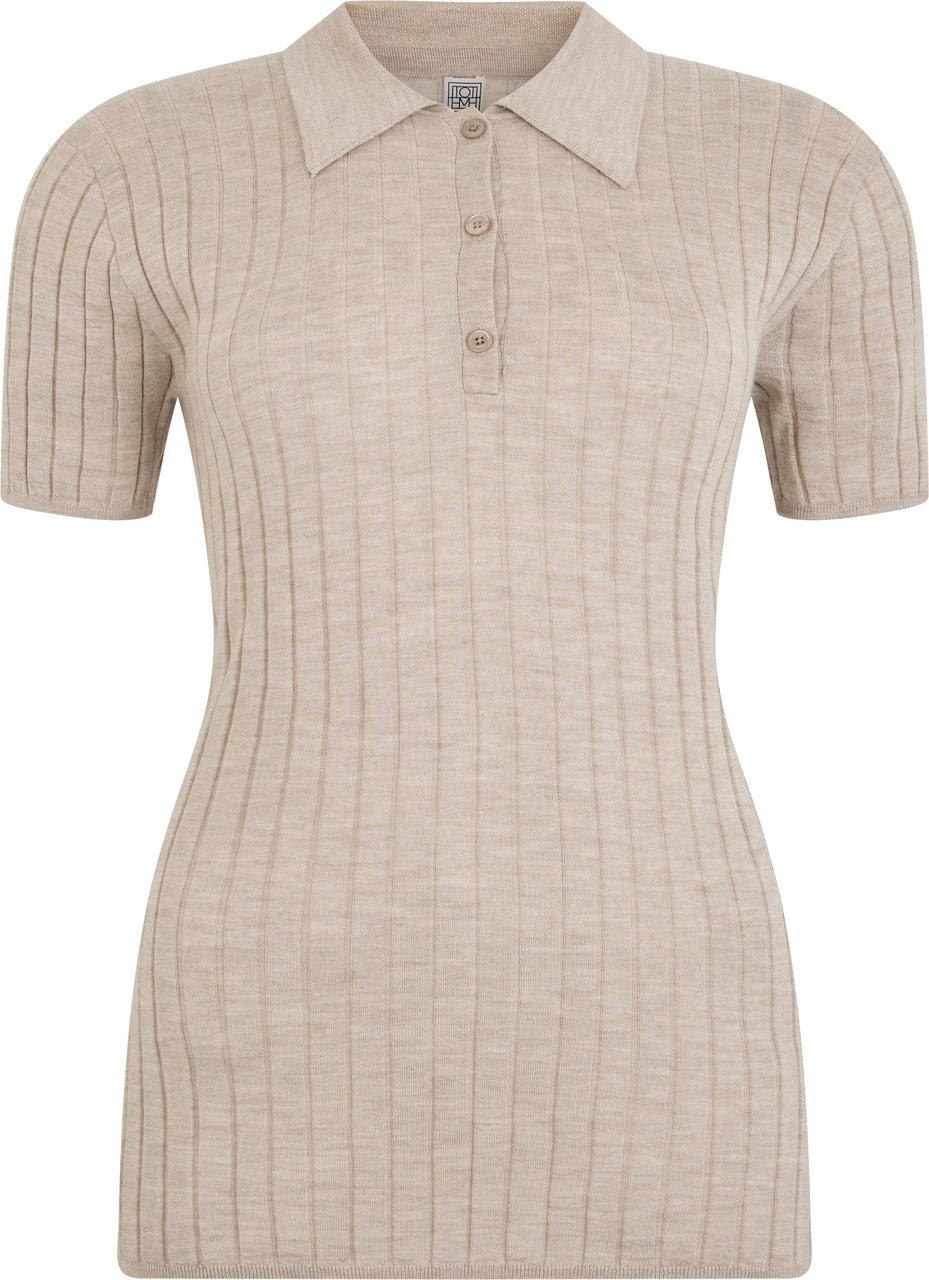 Toteme Silk and cashmere ribbed polo Beige