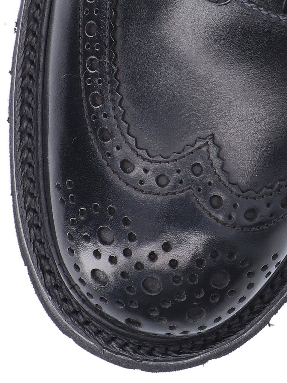 Tricker's Round Toe Brogue Leather Boots Zwart