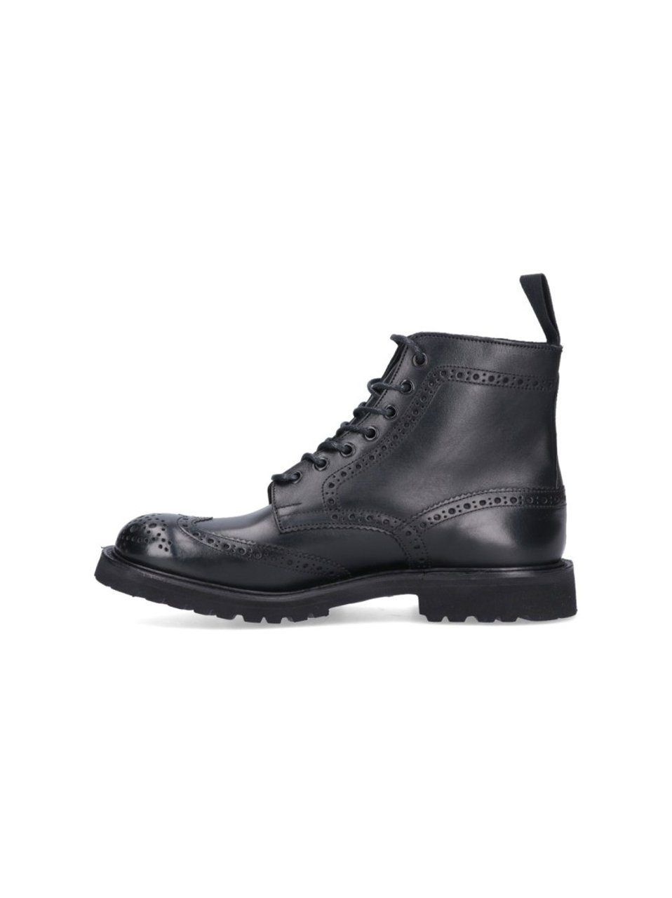 Tricker's Round Toe Brogue Leather Boots Zwart