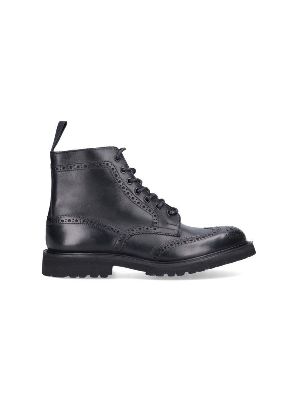 Tricker's Round Toe Brogue Leather Boots Zwart