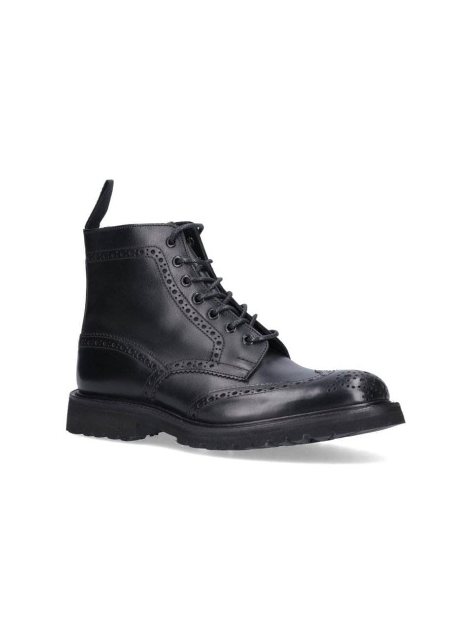 Tricker's Round Toe Brogue Leather Boots Zwart