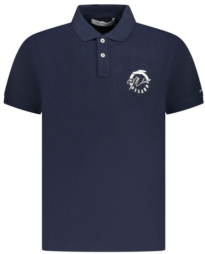 Trussardi Blu Cotton Men Polo Blauw